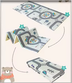 Playmat Plegable XPE 180 × 200: secuencia gráfica del playmat plegable al abrirse y cerrarse