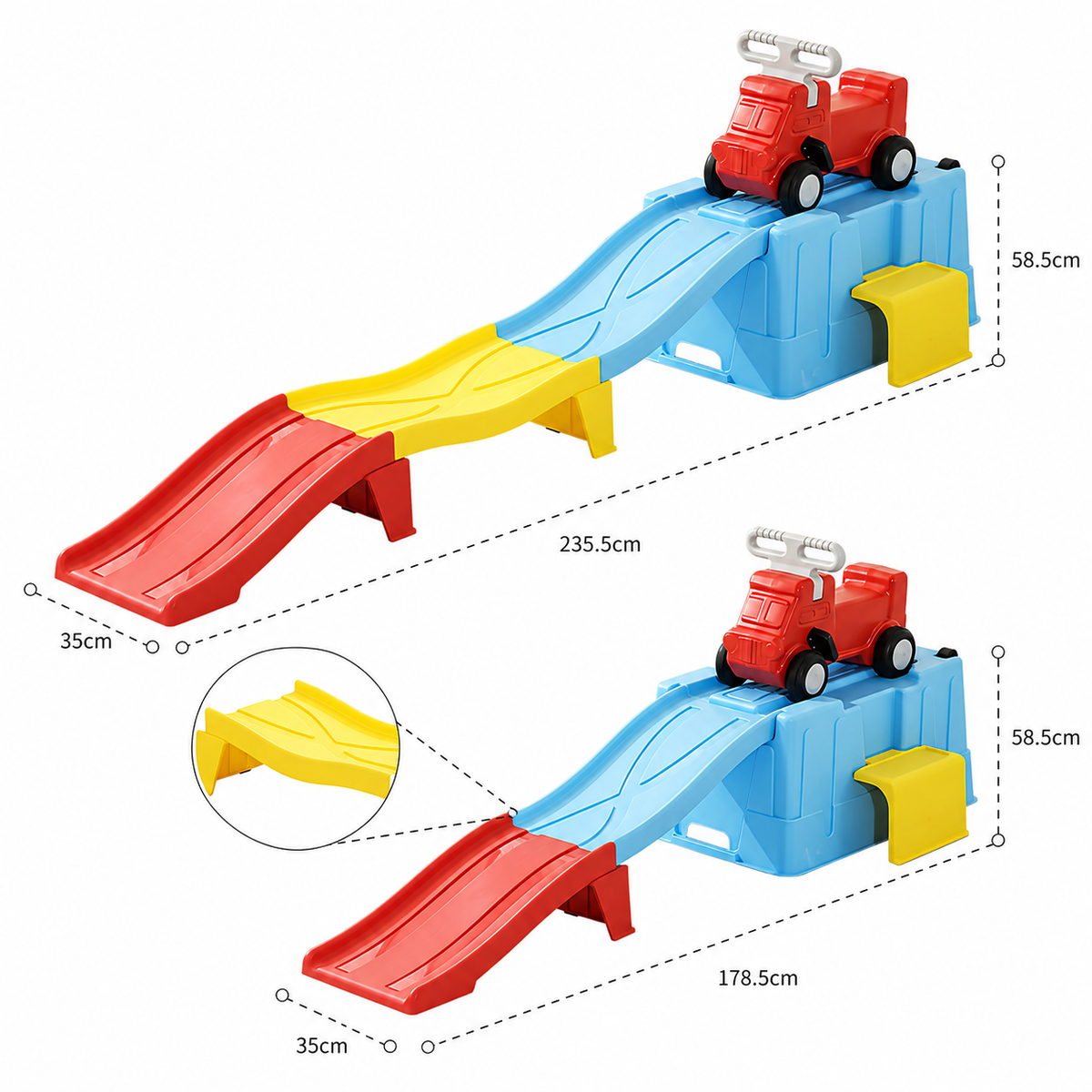 Montaña Rusa Infantil con Auto: diagrama de la pista de montaña rusa infantil y el auto