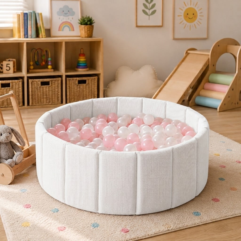 Piscina de Pelotas Cotelé blanca NubiPlay en sala de juegos infantil