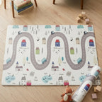 Playmat infantil TPU con diseño de caminos, casas y vehículos