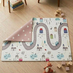 Playmat infantil TPU reversible con diseño rosado y caminos